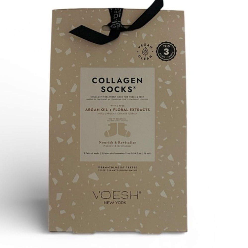Voesh New York 3 Pair Collagen Argan Oil Moisturizing Foot Mask Socks~~NEW~~